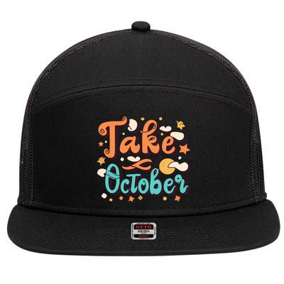 Take October Funny Halloween 7 Panel Mesh Trucker Snapback Hat