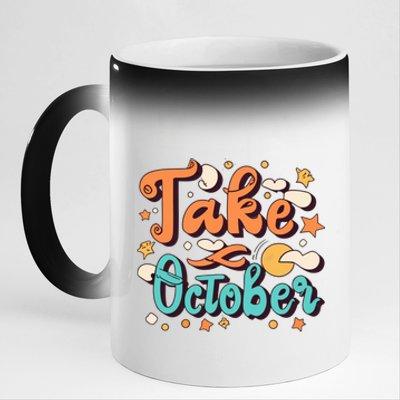 Take October Funny Halloween 11oz Black Color Changing Mug