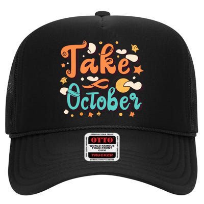 Take October Funny Halloween High Crown Mesh Back Trucker Hat