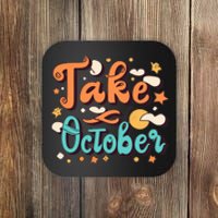 Take October Funny Halloween Coaster