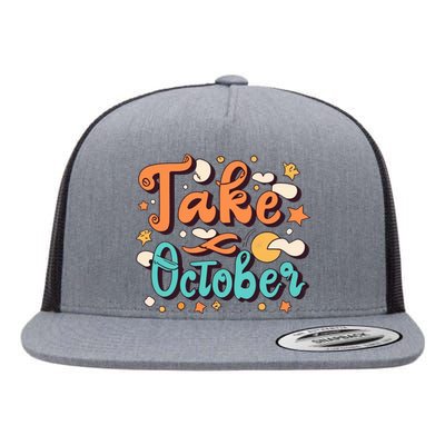 Take October Funny Halloween Flat Bill Trucker Hat