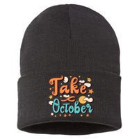 Take October Funny Halloween Sustainable Knit Beanie