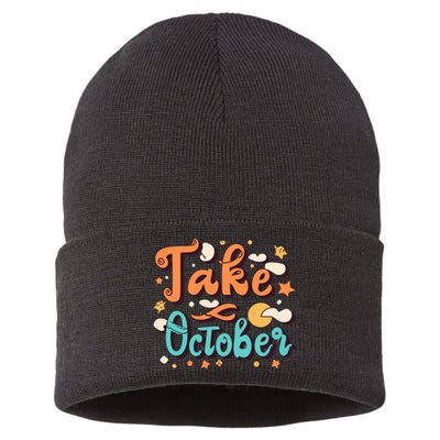 Take October Funny Halloween Sustainable Knit Beanie