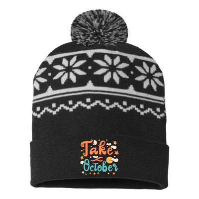 Take October Funny Halloween USA-Made Snowflake Beanie