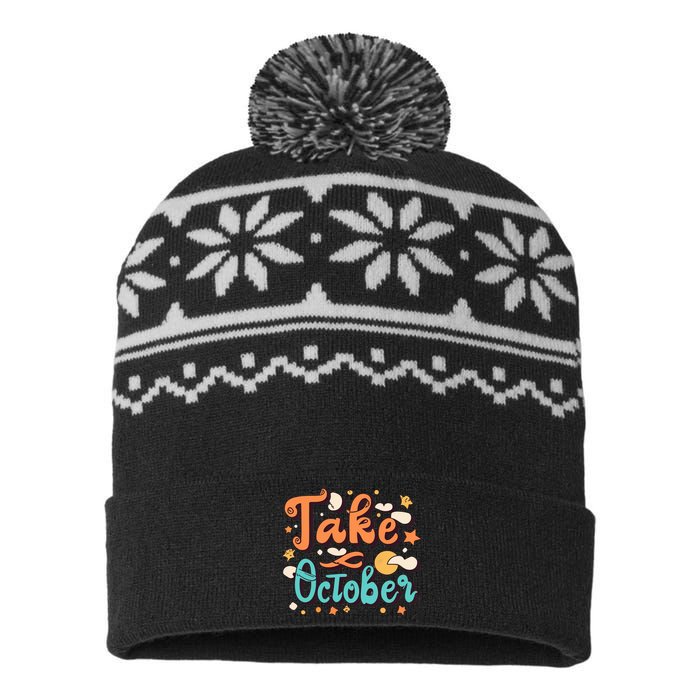 Take October Funny Halloween USA-Made Snowflake Beanie