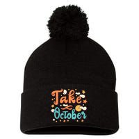 Take October Funny Halloween Pom Pom 12in Knit Beanie