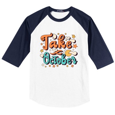 Take October Funny Halloween Baseball Sleeve Shirt