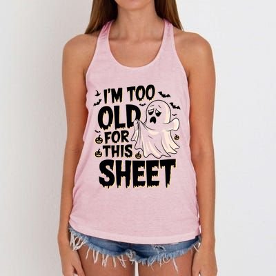 Too Old For This Sheet Ghost Halloween Humor Meaningful Gift Women's Knotted Racerback Tank