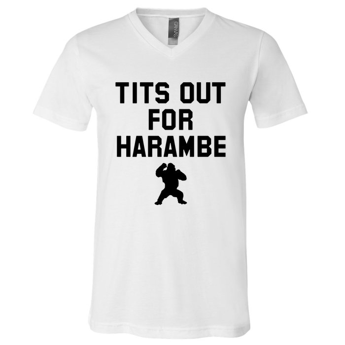 Tits Out For Harambe V-Neck T-Shirt