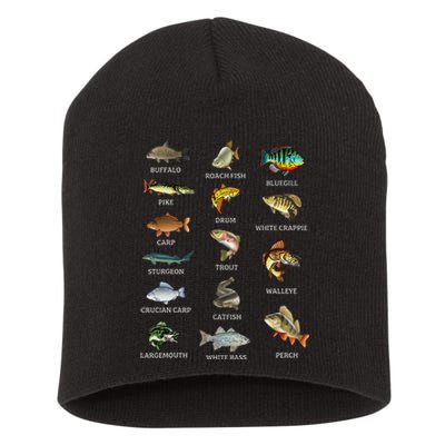 Types Of Freshwater Fish Species Fishing Fisherman Anglers Short Acrylic Beanie