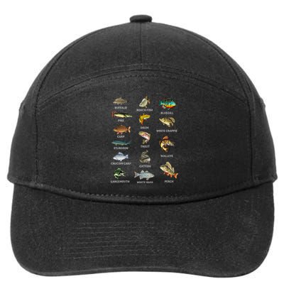 Types Of Freshwater Fish Species Fishing Fisherman Anglers 7-Panel Snapback Hat