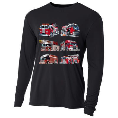 Types Of Fire Truck Boy Toddler Firefighter Xmas Funny Gift Cooling Performance Long Sleeve Crew