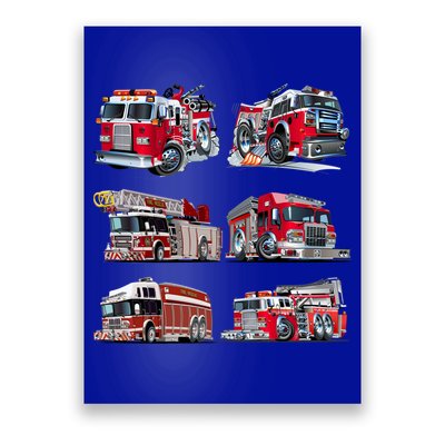 Types Of Fire Truck Boy Toddler Firefighter Xmas Funny Gift Poster