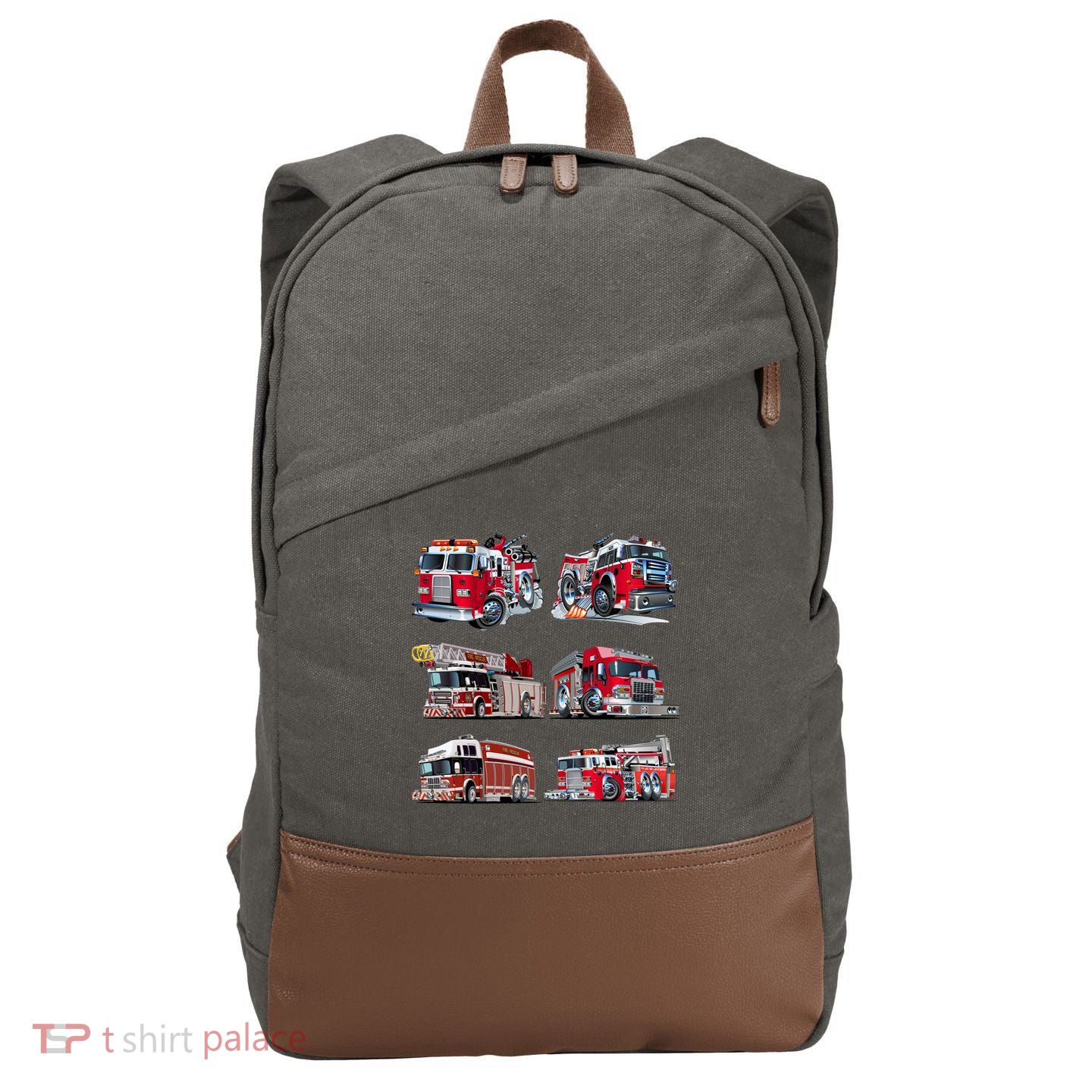 Types Of Fire Truck Boy Toddler Firefighter Xmas Funny Gift Cotton Canvas Backpack