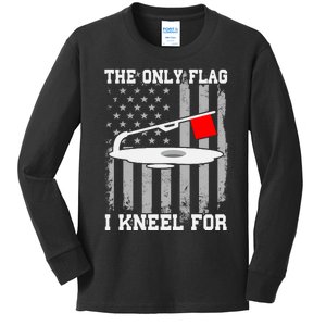 The only Flag I Kneel for Funny Ice Fishing Fisherman Kids Long Sleeve Shirt