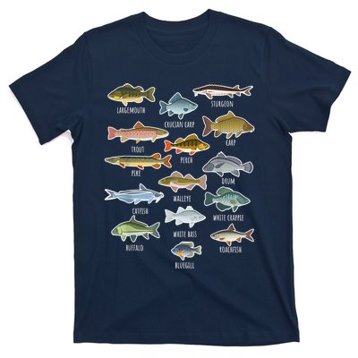 Types Of Freshwater Fish Species Fishing Shirt Fishing Merch New Fishing Costume T-Shirt