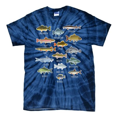 Types Of Freshwater Fish Species Fishing Shirt Fishing Merch New Fishing Costume Tie-Dye T-Shirt