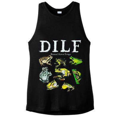 Types Of Frogs Dilf Damn I Love Frogs Ladies PosiCharge Tri-Blend Wicking Tank