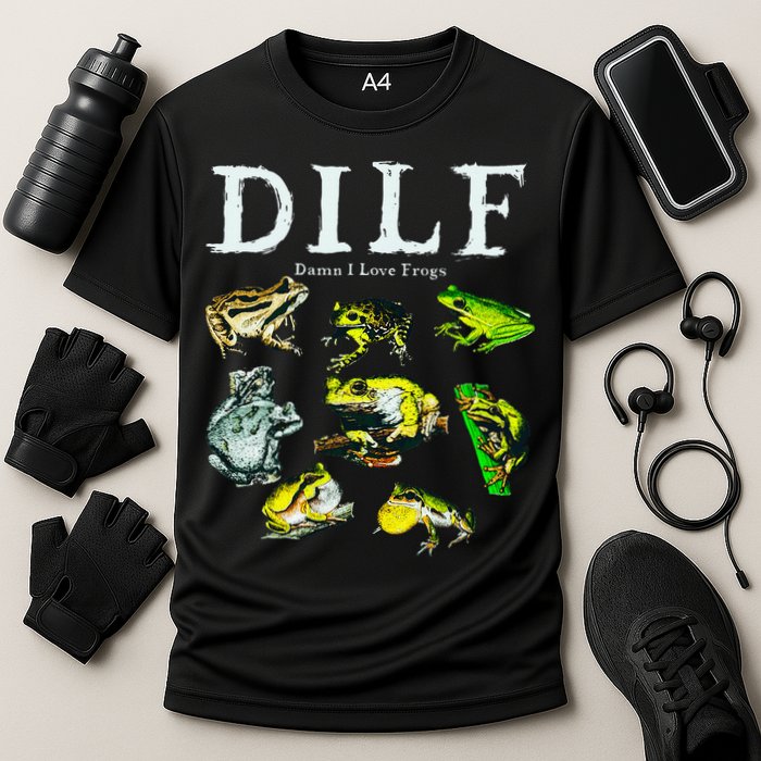 Types Of Frogs Dilf Damn I Love Frogs Performance Shirt