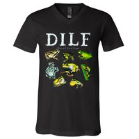 Types Of Frogs Dilf Damn I Love Frogs V-Neck T-Shirt