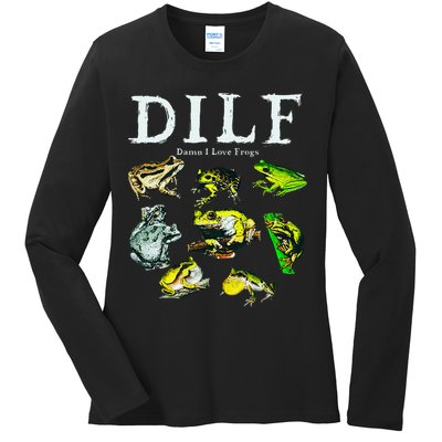 Types Of Frogs Dilf Damn I Love Frogs Ladies Long Sleeve Shirt