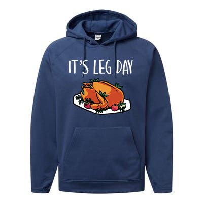 Thanksgiving Outfit For Fall Feast Exercise Its Leg Day Meaningful Gift Performance Fleece Hoodie