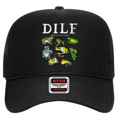 Types Of Frogs Dilf Damn I Love Frogs High Crown Mesh Back Trucker Hat