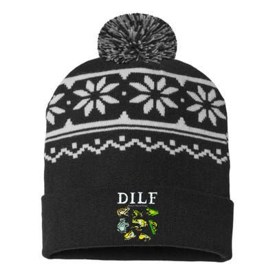 Types Of Frogs Dilf Damn I Love Frogs USA-Made Snowflake Beanie