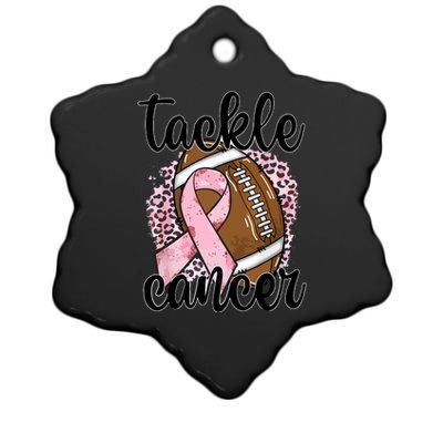 Tackle October Football Pink Ribbon Breast Cancer Awareness Gift Ceramic Star Ornament