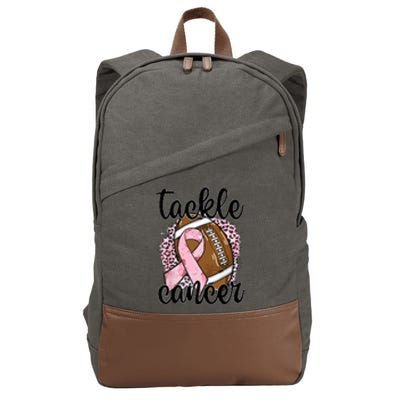 Tackle October Football Pink Ribbon Breast Cancer Awareness Gift Cotton Canvas Backpack