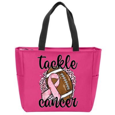 Tackle October Football Pink Ribbon Breast Cancer Awareness Gift Zip Tote Bag