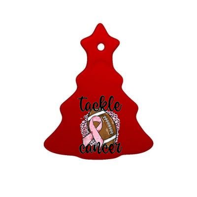 Tackle October Football Pink Ribbon Breast Cancer Awareness Gift Ceramic Tree Ornament