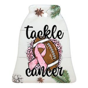 Tackle October Football Pink Ribbon Breast Cancer Awareness Gift Ceramic Bell Ornament