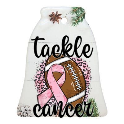 Tackle October Football Pink Ribbon Breast Cancer Awareness Gift Ceramic Bell Ornament