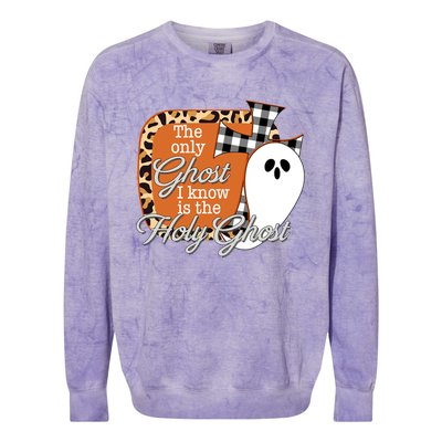 The Only Ghost I Know Is The Holy Ghost Halloween Christian Colorblast Crewneck Sweatshirt