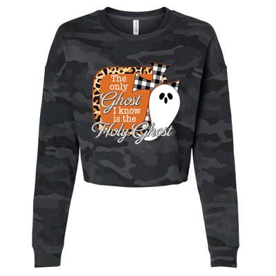 The Only Ghost I Know Is The Holy Ghost Halloween Christian Cropped Pullover Crew