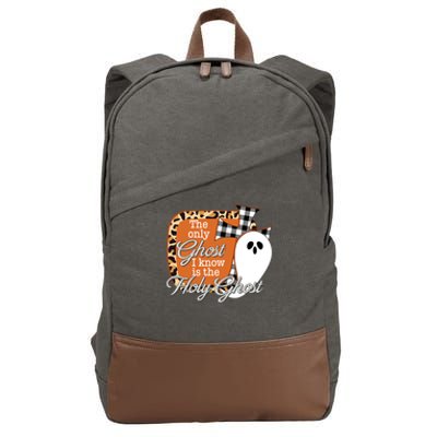 The Only Ghost I Know Is The Holy Ghost Halloween Christian Cotton Canvas Backpack