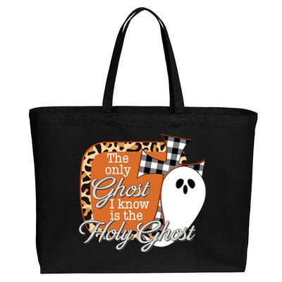 The Only Ghost I Know Is The Holy Ghost Halloween Christian Cotton Canvas Jumbo Tote