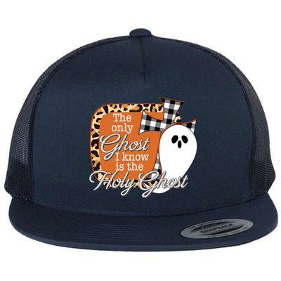 The Only Ghost I Know Is The Holy Ghost Halloween Christian Flat Bill Trucker Hat