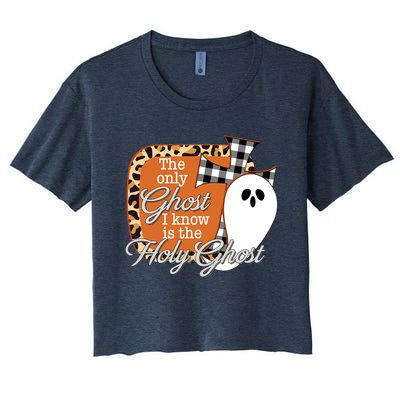 The Only Ghost I Know Is The Holy Ghost Halloween Christian Women's Crop Top Tee