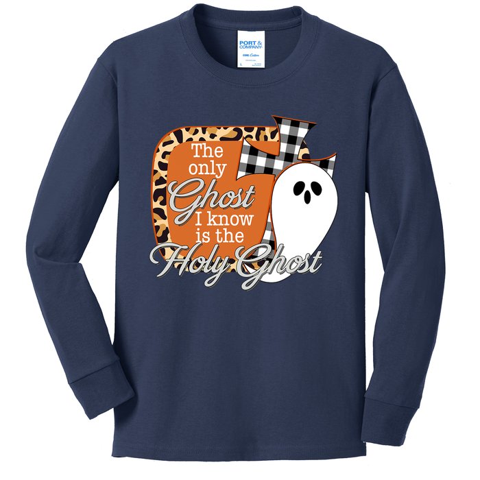 The Only Ghost I Know Is The Holy Ghost Halloween Christian Kids Long Sleeve Shirt