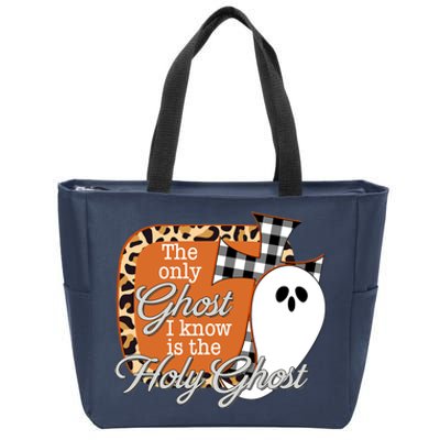 The Only Ghost I Know Is The Holy Ghost Halloween Christian Zip Tote Bag