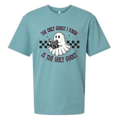 The Only Ghost I Know Is The Holy Ghost Funny Boo Bible Sueded Cloud Jersey T-Shirt