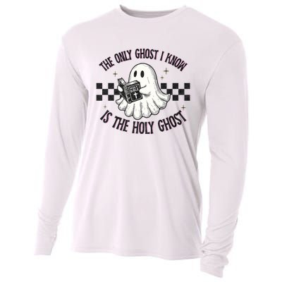 The Only Ghost I Know Is The Holy Ghost Funny Boo Bible Cooling Performance Long Sleeve Crew