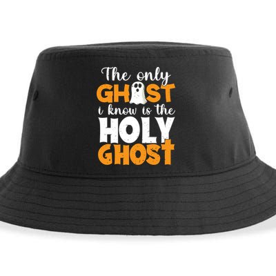 The Only Ghost I Know Is The Holy Ghost Halloween Christian Sustainable Bucket Hat