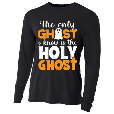 The Only Ghost I Know Is The Holy Ghost Halloween Christian Cooling Performance Long Sleeve Crew