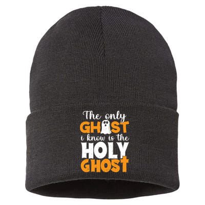 The Only Ghost I Know Is The Holy Ghost Halloween Christian Sustainable Knit Beanie