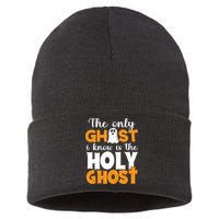 The Only Ghost I Know Is The Holy Ghost Halloween Christian Sustainable Knit Beanie