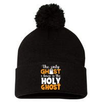 The Only Ghost I Know Is The Holy Ghost Halloween Christian Pom Pom 12in Knit Beanie