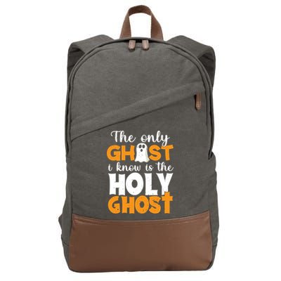The Only Ghost I Know Is The Holy Ghost Halloween Christian Cotton Canvas Backpack